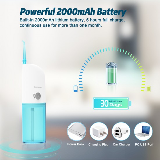 Septekon Professional Cordless Dental Water Flosser with 3 Modes Portable Oral Irrigator with Nozzles IPX7 Waterproof Electric Teeth Cleaner for Travel, Home, Office Septekon Professional Cordless Dental Water Flosser with 3 Modes Portable Oral Irrigator with Nozzles IPX7 Waterproof Electric Teeth Cleaner for Travel, Home, Office